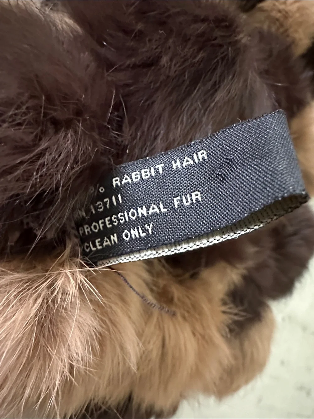 Valerie Stevens Rabbit Fur Brown & Tan Pom-Pom Scarf